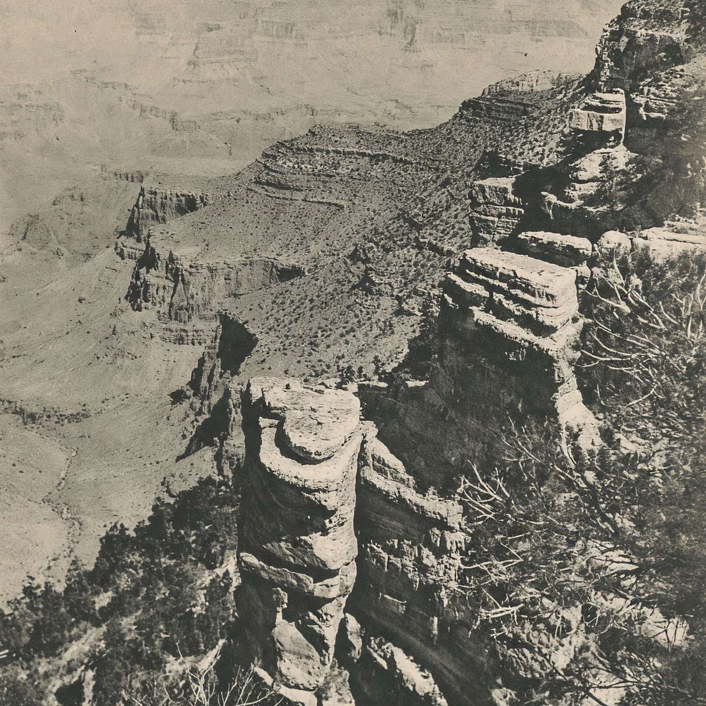 View East of Bright Angel Hotel Grand Canyon in 1908 Vintage Print (7 Sizes)