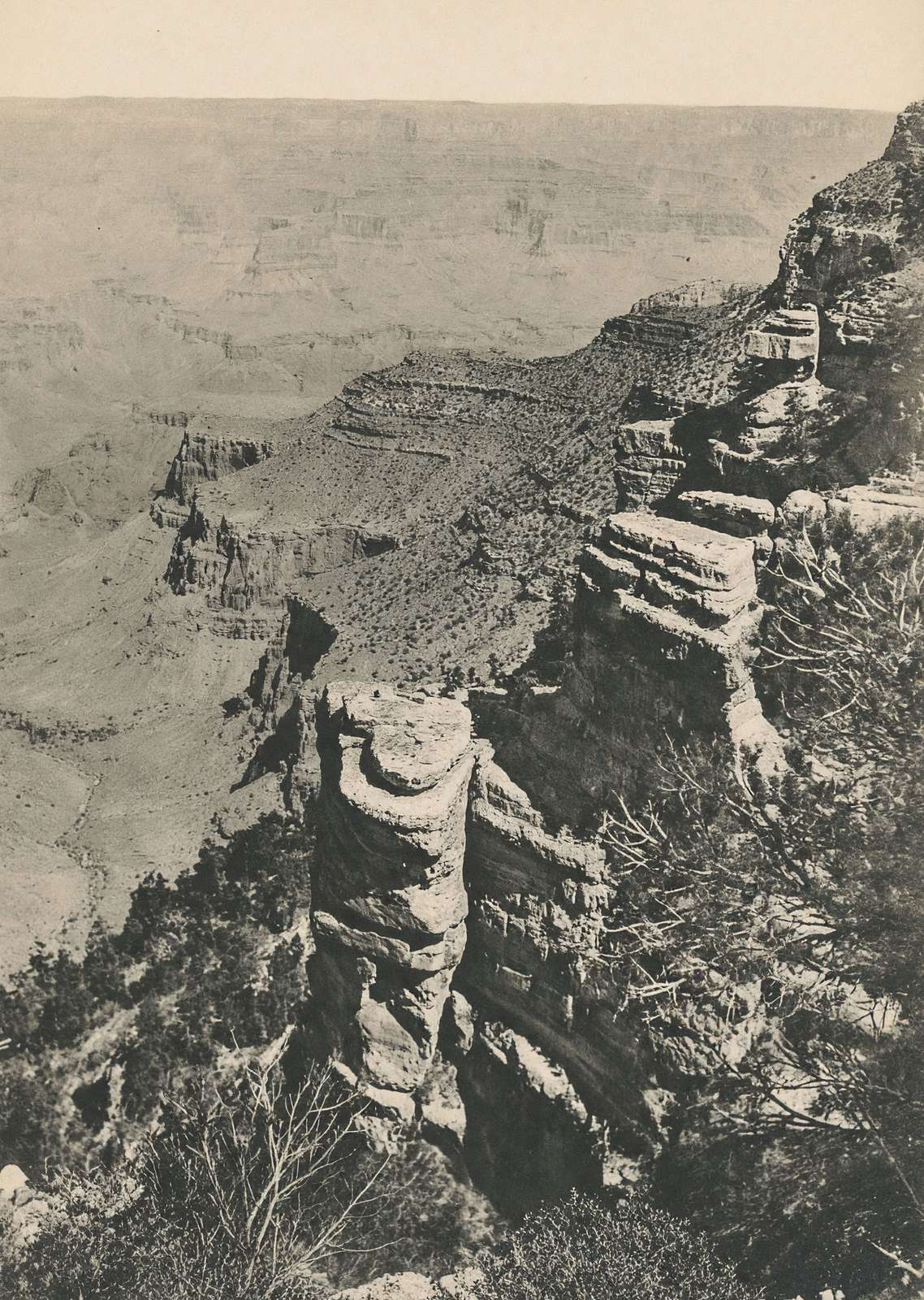 View East of Bright Angel Hotel Grand Canyon in 1908 Vintage Print (7 Sizes)