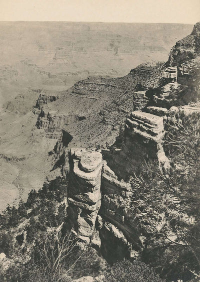 View East of Bright Angel Hotel Grand Canyon in 1908 Vintage Print (7 Sizes)