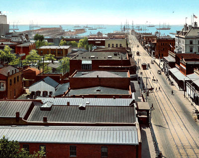View of the Harbor in Pensacola in 1904 vintage print