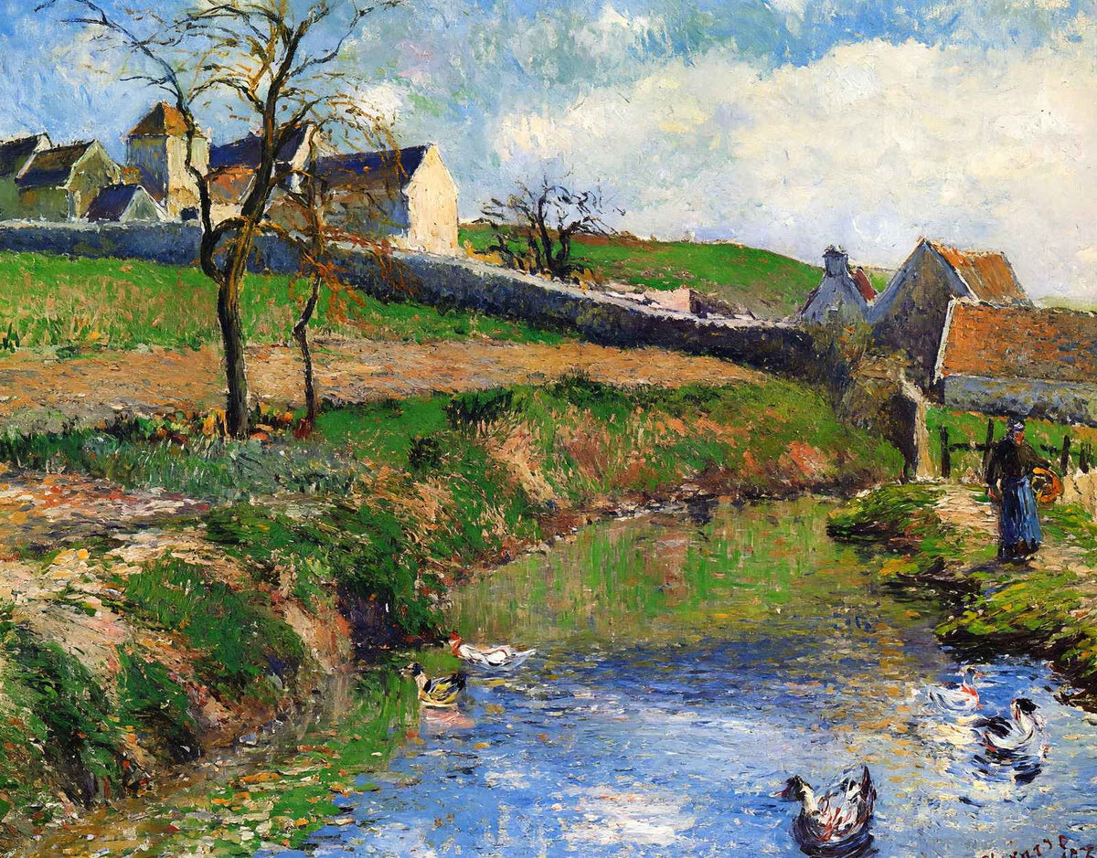View of a Farm in Osny Art Print 1883 Painting by Camille Pissarro (6 Sizes)