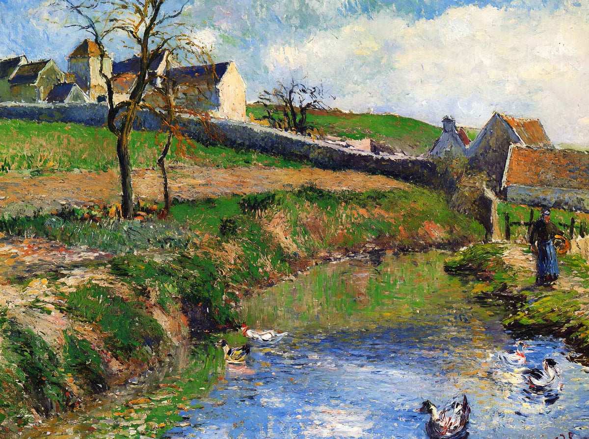 View of a Farm in Osny Art Print 1883 Painting by Camille Pissarro (6 Sizes)