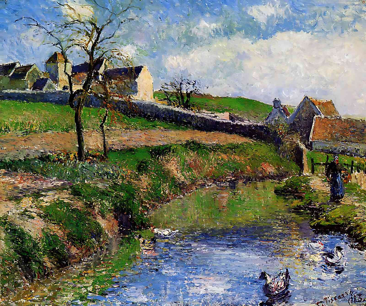 View of a Farm in Osny Painting by Camille Pissarro 8x10" Art Print - Acid Free