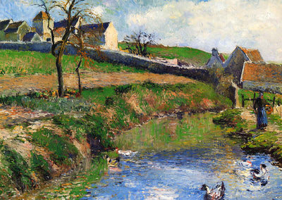 View of a Farm in Osny Art Print 1883 Painting by Camille Pissarro (6 Sizes)