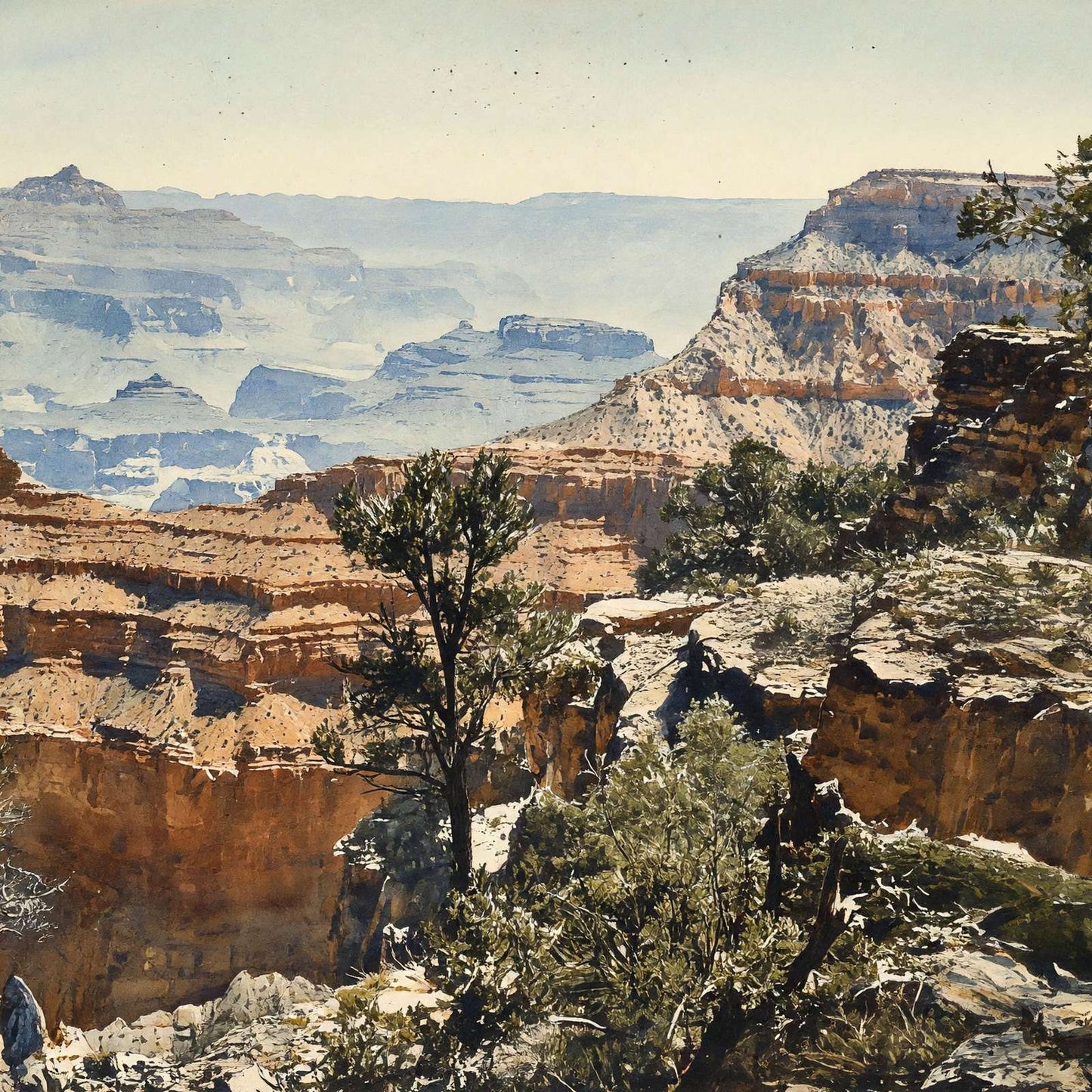 View from the Rim Grand Canyon in 1907 Painting Print (7 Sizes) - Enhanced