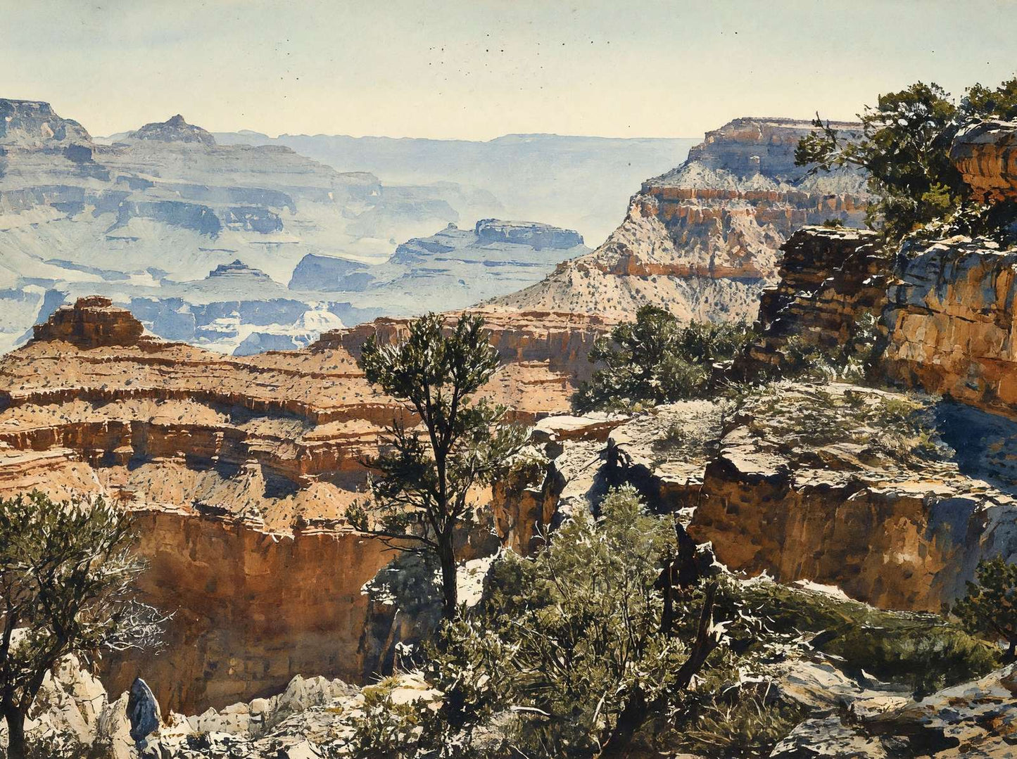View from the Rim Grand Canyon in 1907 Painting Print (7 Sizes) - Enhanced