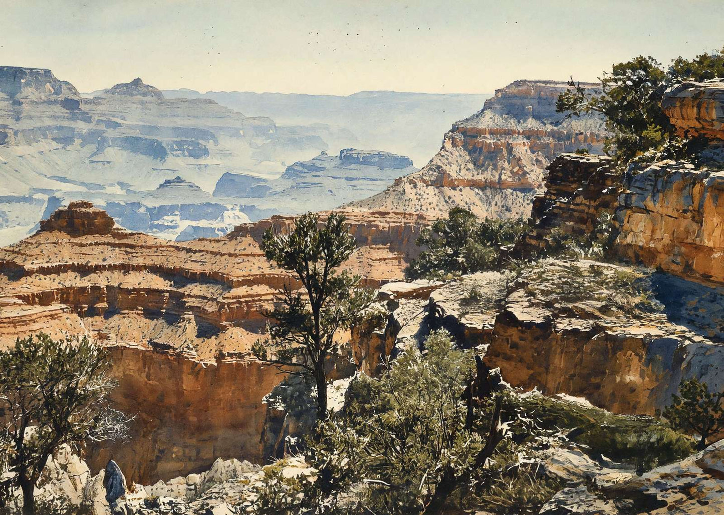 View from the Rim Grand Canyon in 1907 Painting Print (7 Sizes) - Enhanced