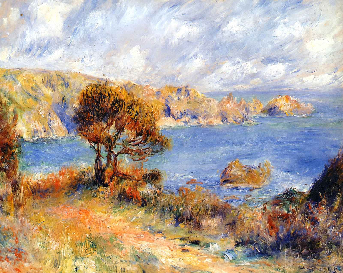 View at Guernsey painting print by Pierre-Auguste Renoir (1883)