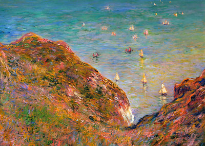View from the Cliff at Pourville, Bright Weather 1882 Monet Art Print (6 Sizes)