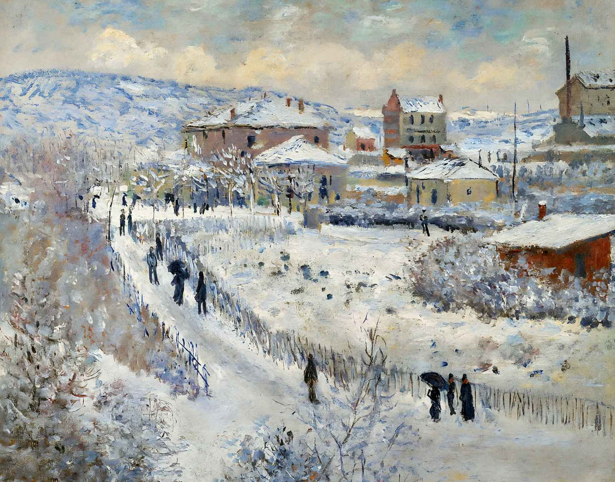 View of Argenteuil in the Snow Fine Art Print 1875 by Claude Monet (6 Sizes)