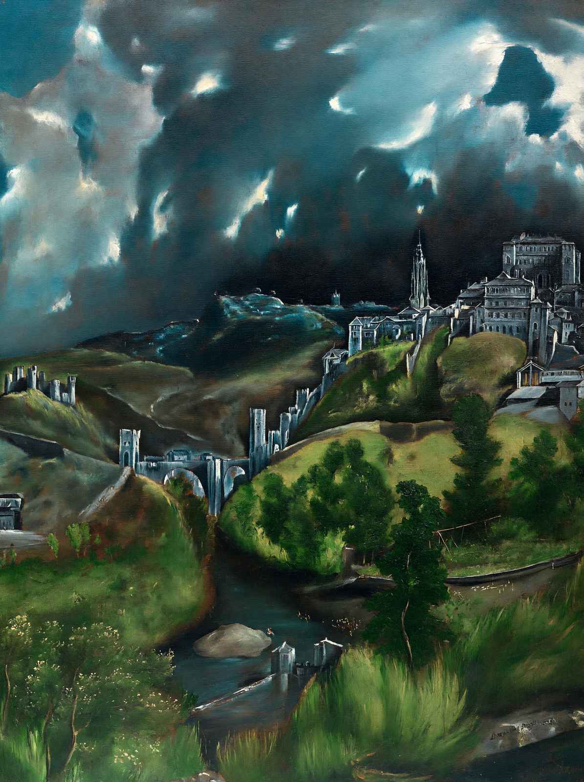 View of Toledo Painting by El Greco Premium Art Print (6 Sizes) - Reproduction