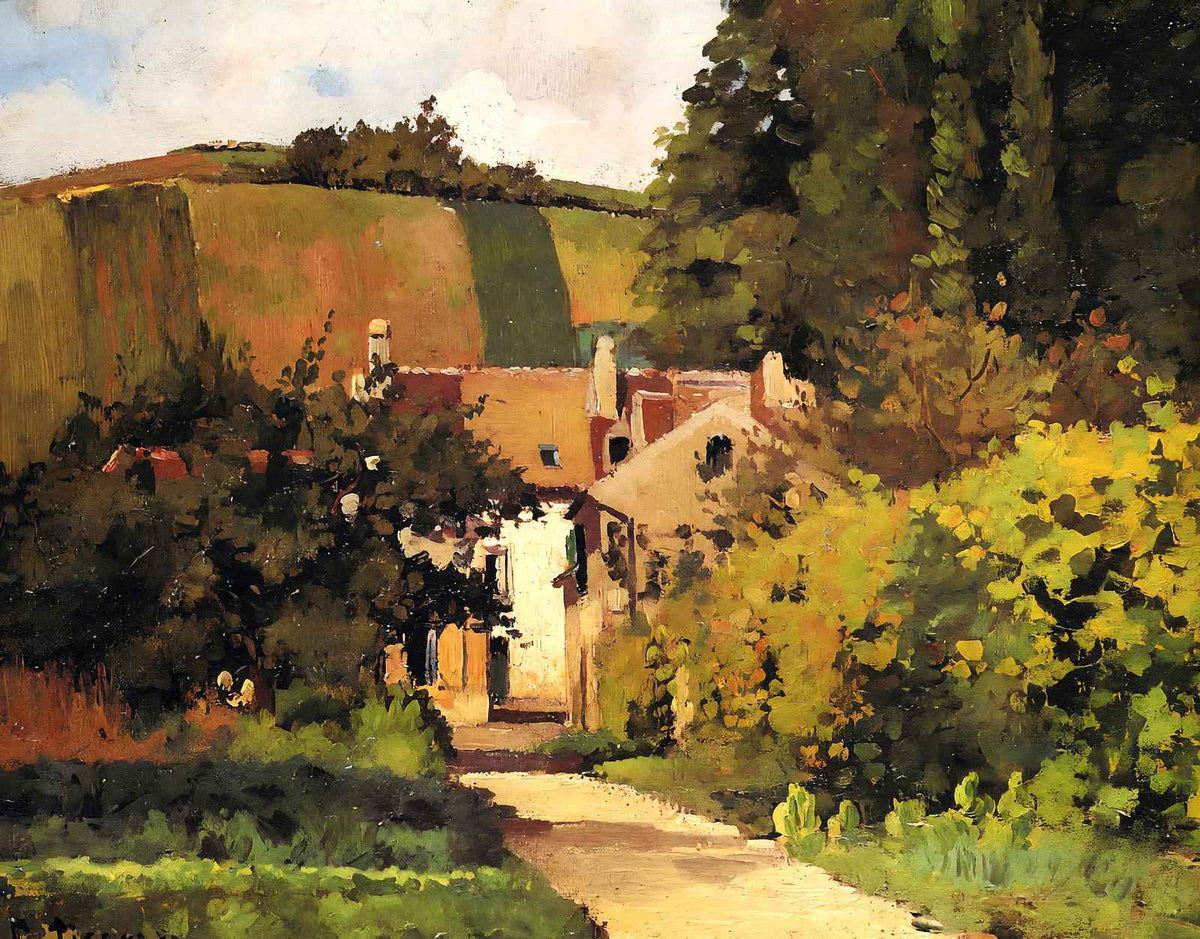Village Church 1868 Painting by Camille Pissarro Art Print (6 Sizes) - Restored