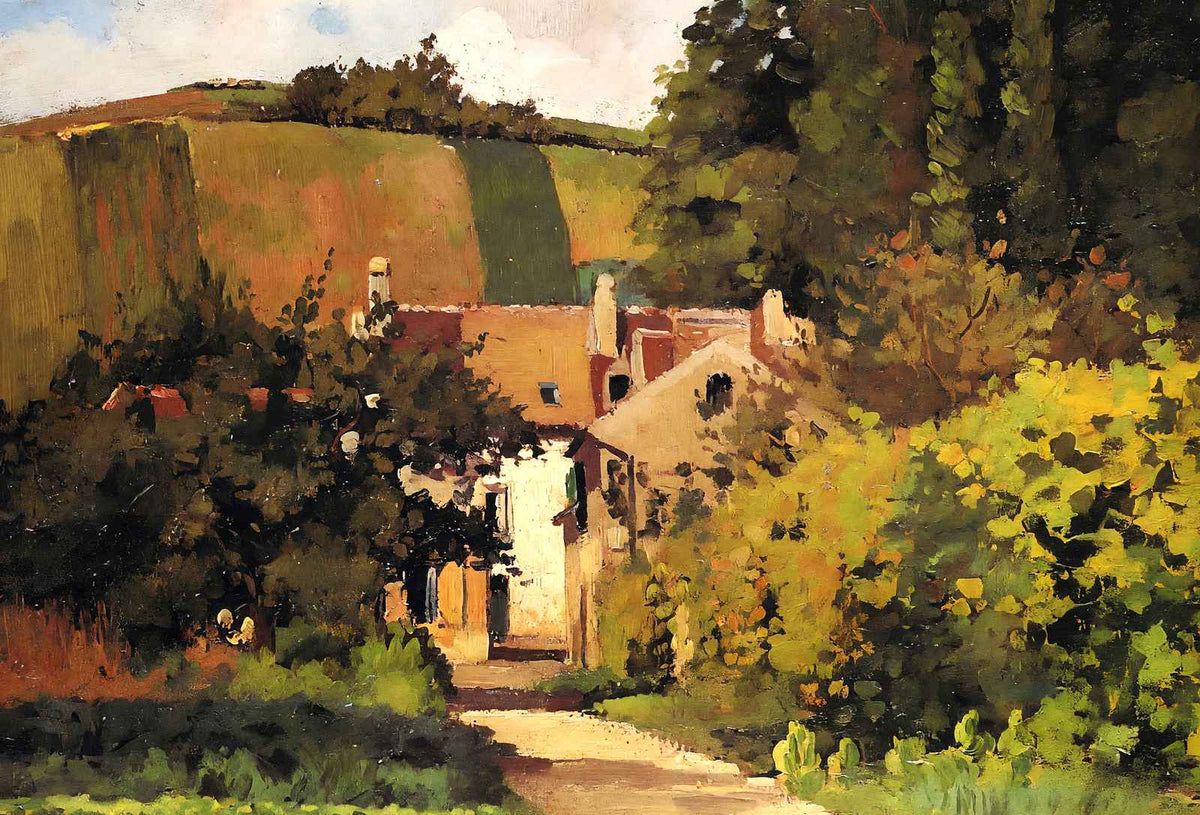 Village Church 1868 Painting by Camille Pissarro Art Print (6 Sizes) - Restored