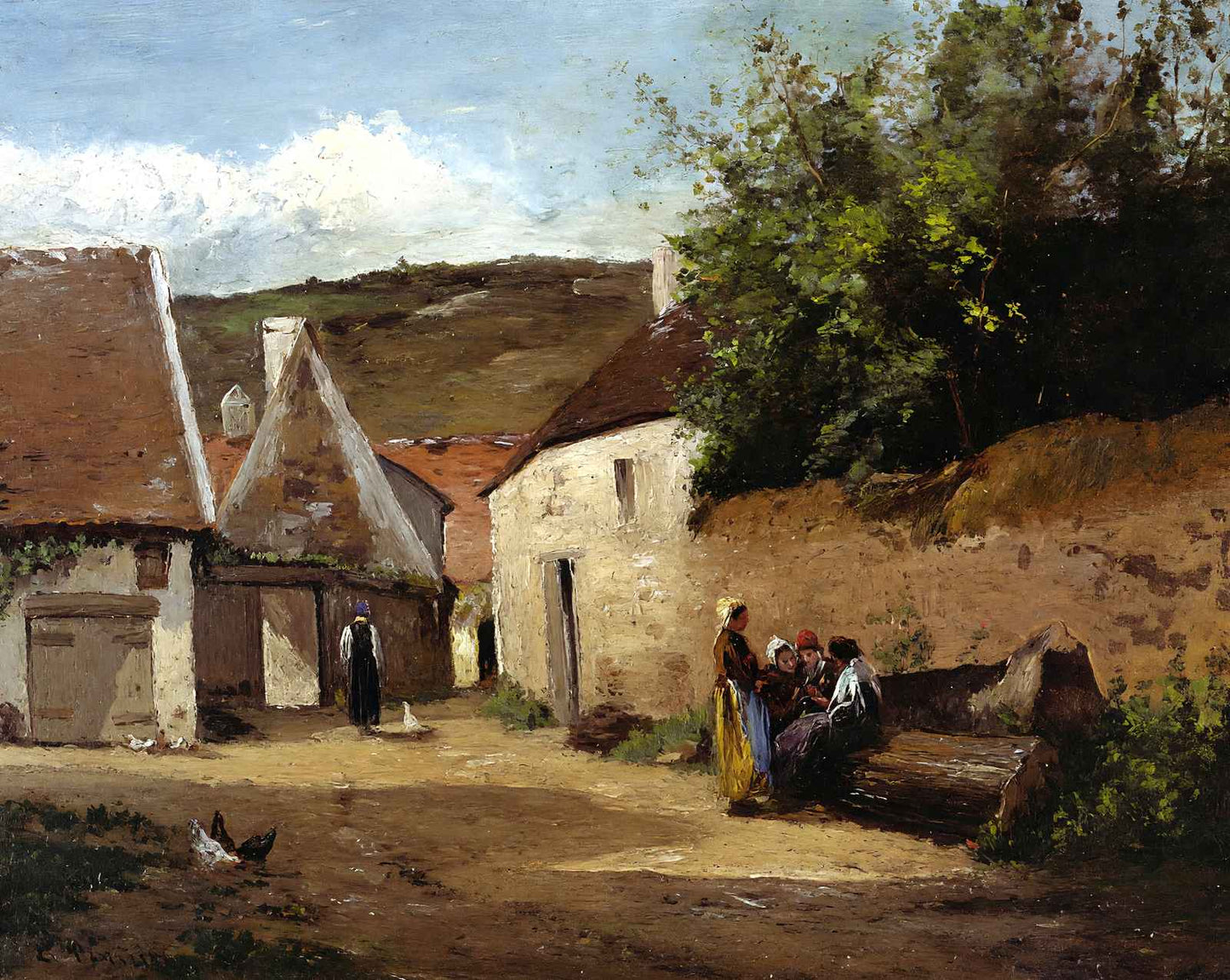 Village Corner art print by Camille Pissarro (1863)