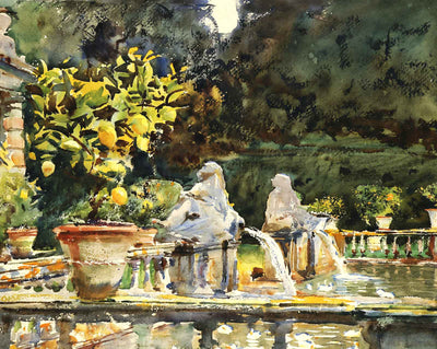 Villa De Marlia. a Fountain painting print by John Singer Sargent (1910)