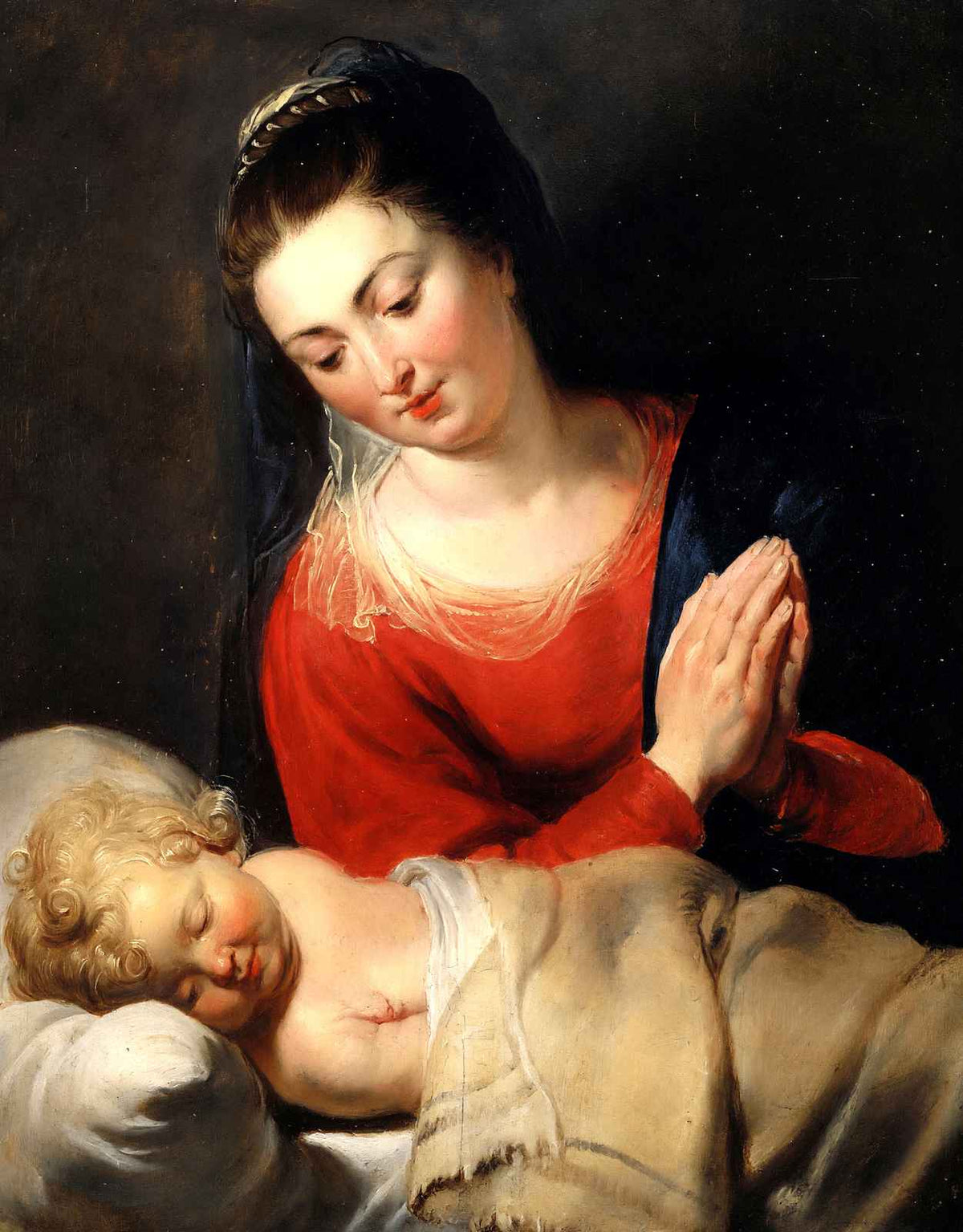 Virgin in Adoration Before the Christ Art Print Child by Rubens (6 Sizes)