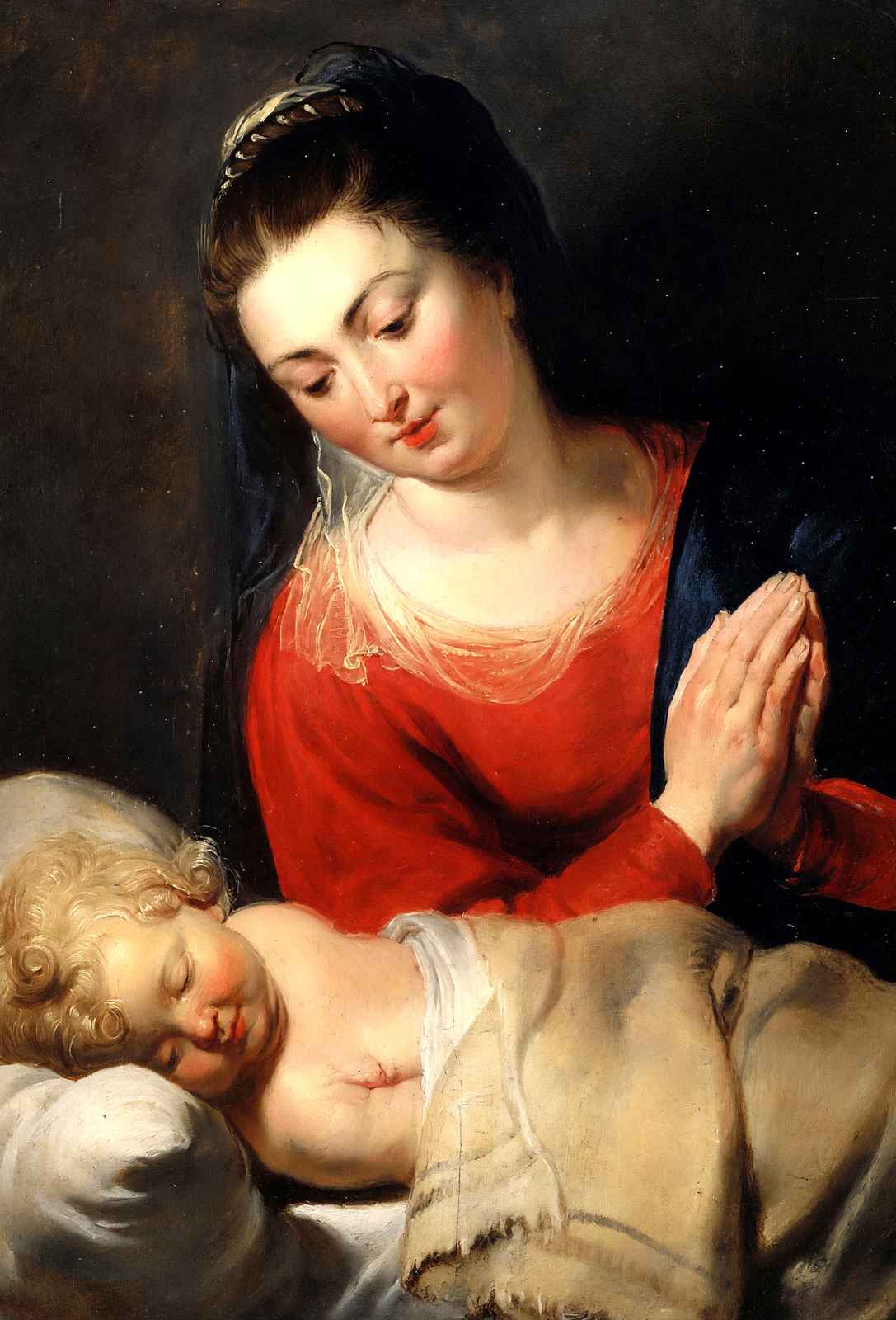 Virgin in Adoration Before the Christ Art Print Child by Rubens (6 Sizes)