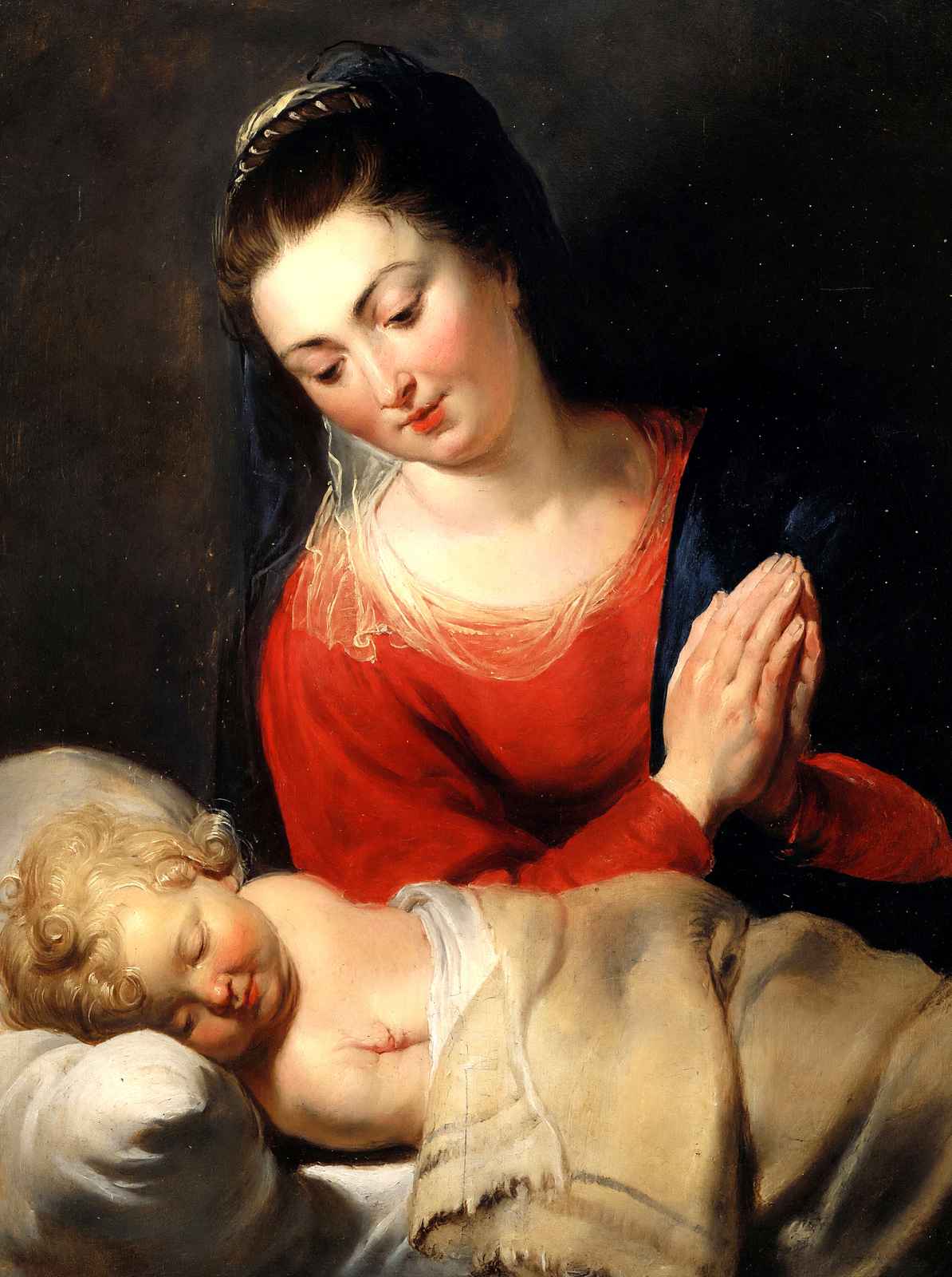 Virgin in Adoration Before the Christ Art Print Child by Rubens (6 Sizes)