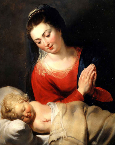 Virgin in Adoration Before the Christ Child art print by Peter Paul Rubens