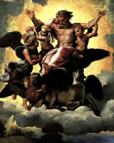 Vision of Ezekiel painting print by Raphael (1518)