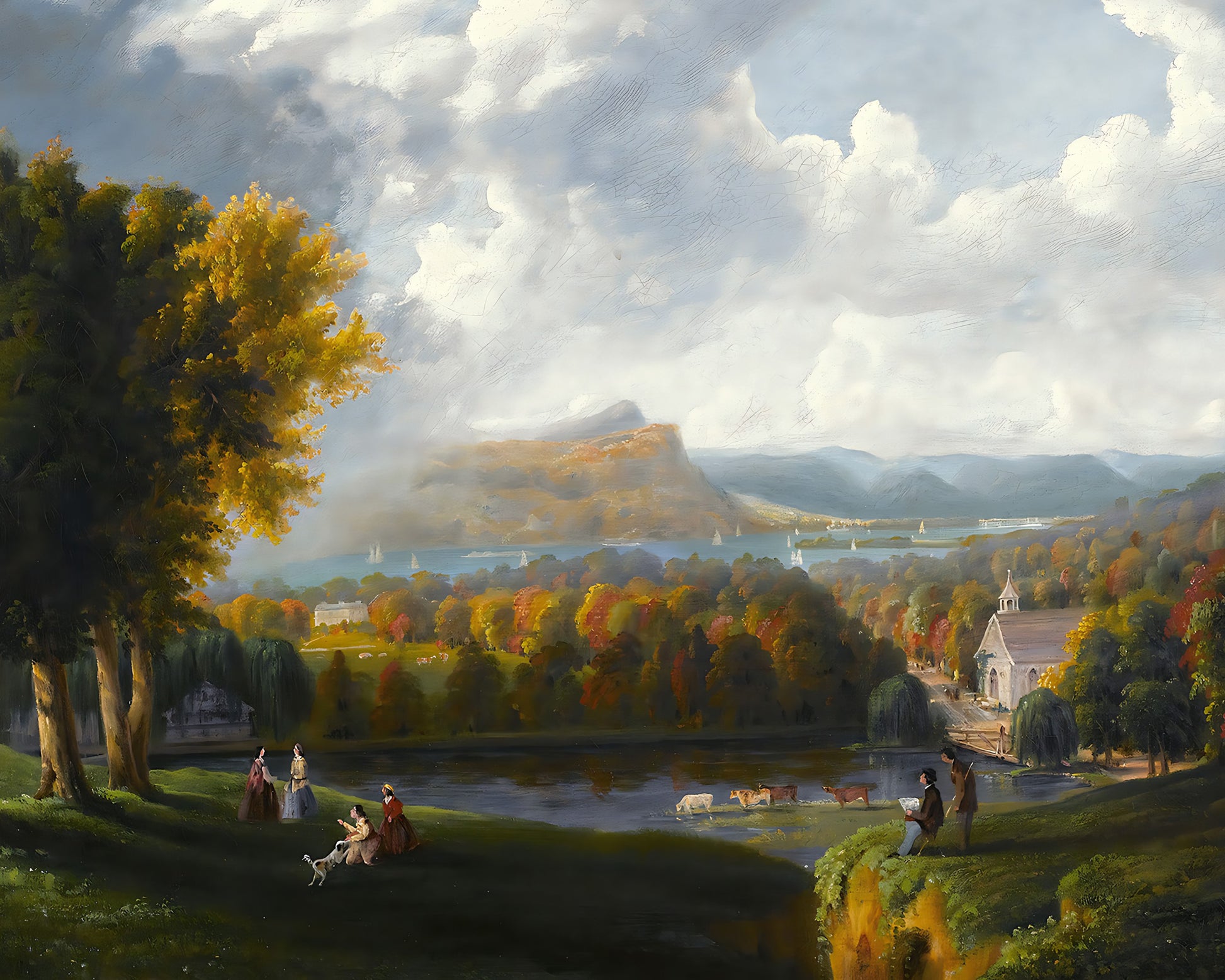 View of the Hudson River Painting by Robert Havell 8x10" Art Print