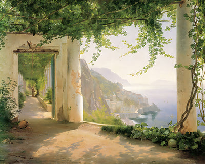 View to the Amalfi Coast Painting by Carl Frederik Aagaard 8x10" Art Print
