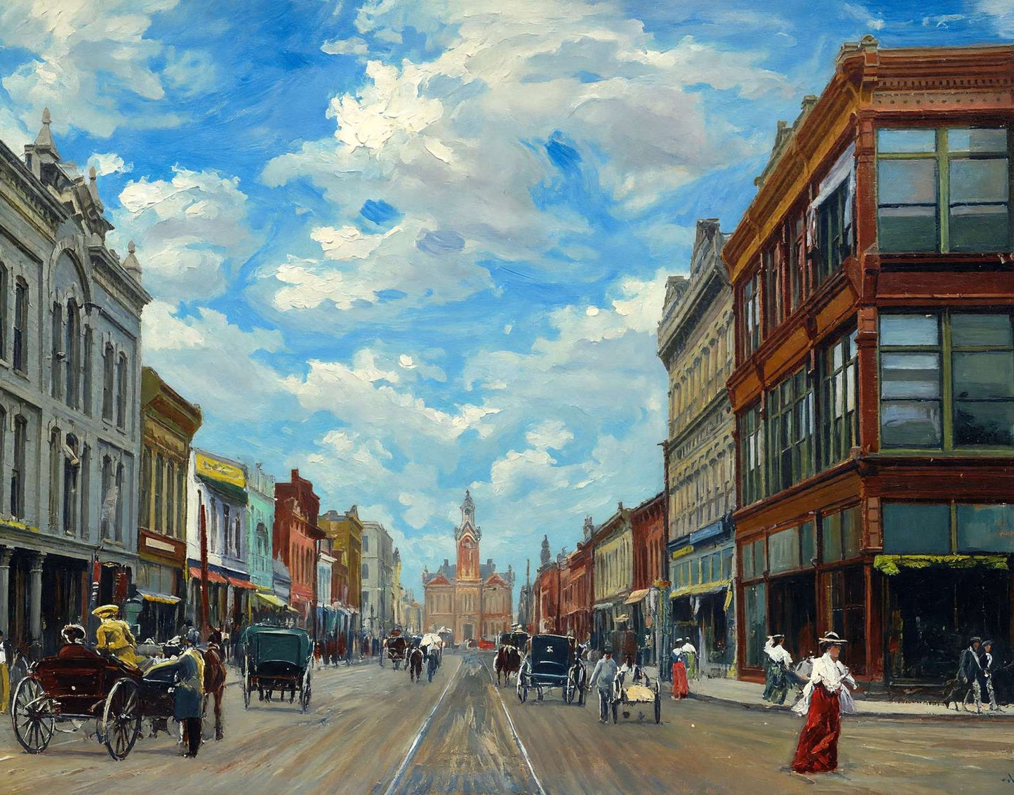 Waco TX Austin Avenue in 1905 Art Print (7 Sizes) - Enhanced