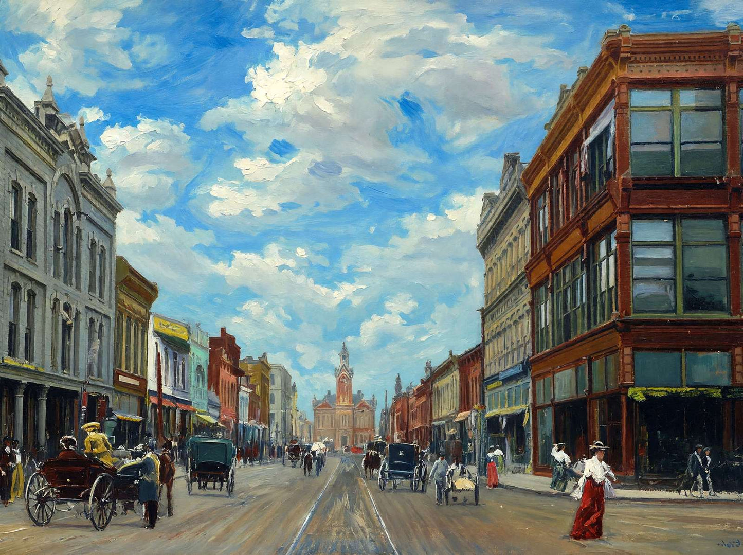 Waco TX Austin Avenue in 1905 Art Print (7 Sizes) - Enhanced