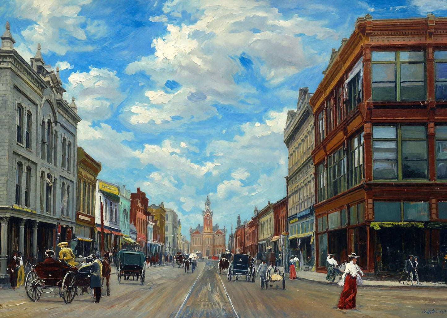 Waco TX Austin Avenue in 1905 Art Print (7 Sizes) - Enhanced