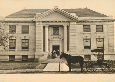 Waco TX Carnegie Public Library in 1905 Vintage Print (7 Sizes) - Enhanced