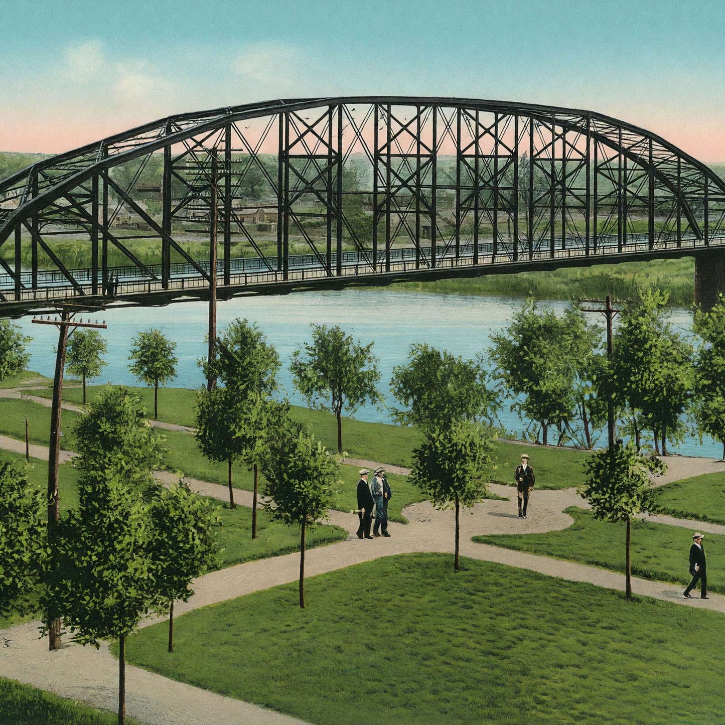 New Bridge over Brazos River Waco in 1905 Vintage Print (7 Sizes)