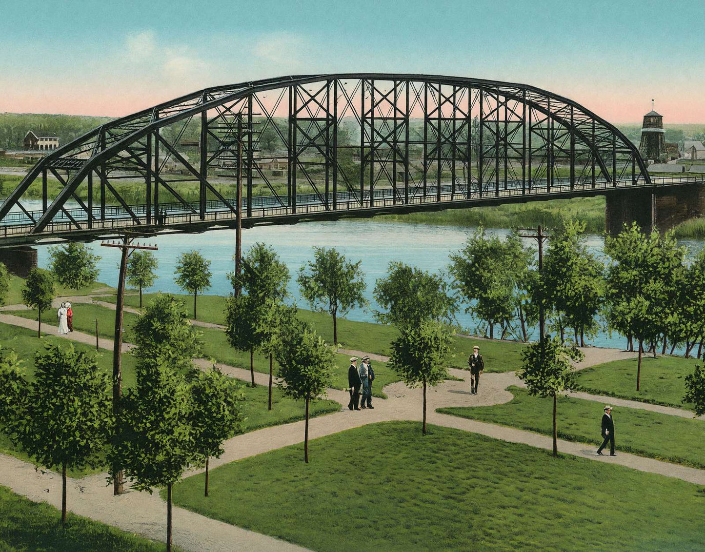 New Bridge over Brazos River Waco in 1905 Vintage Print (7 Sizes)