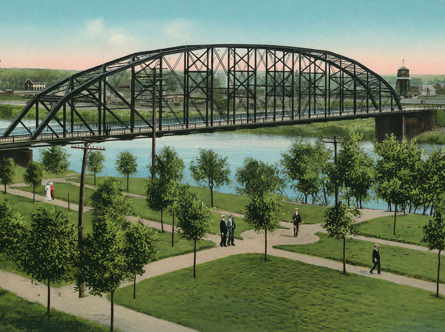 New Bridge over Brazos River Waco in 1905 Vintage Print (7 Sizes)