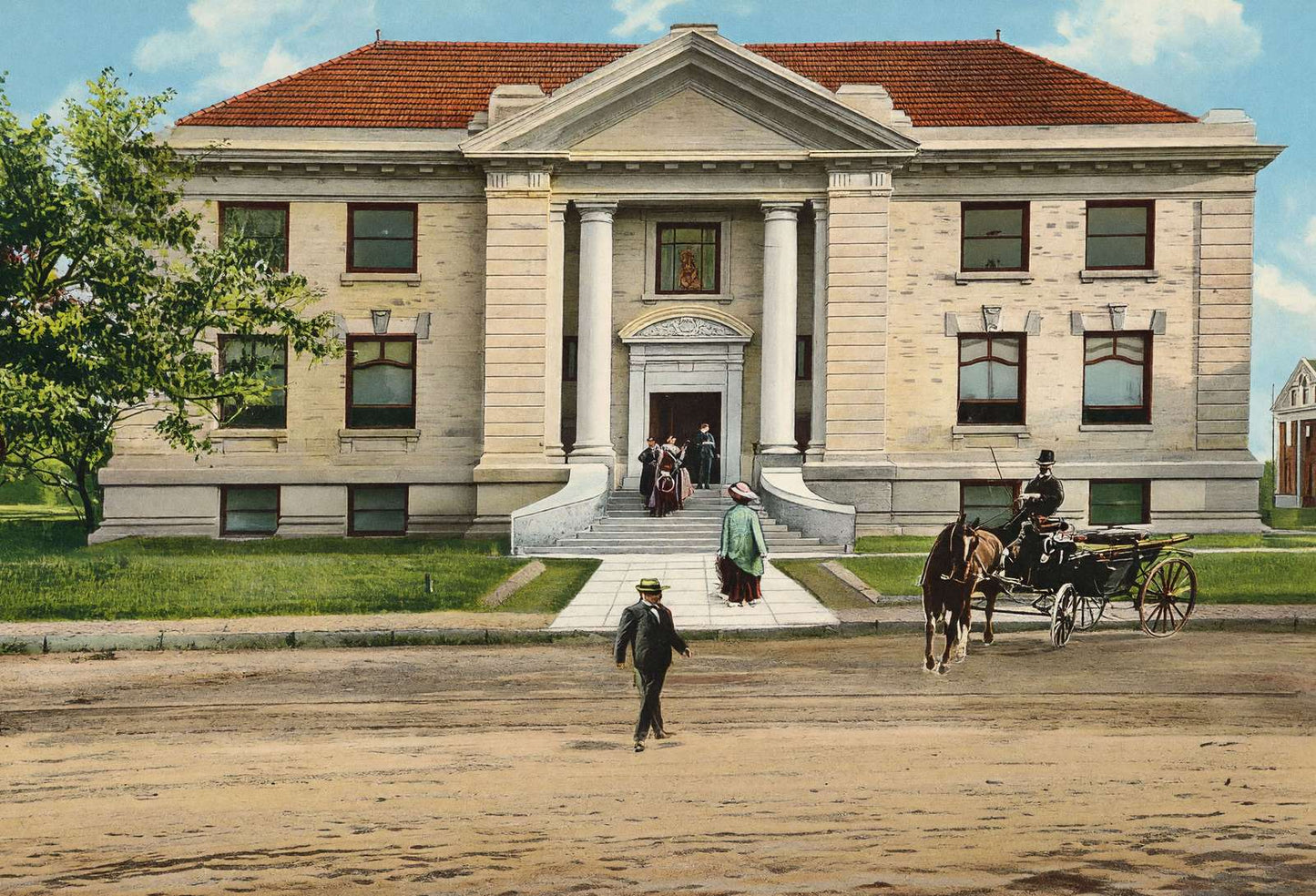 Waco TX Carnegie Public Library in 1905 Vintage Print (7 Sizes) - Enhanced