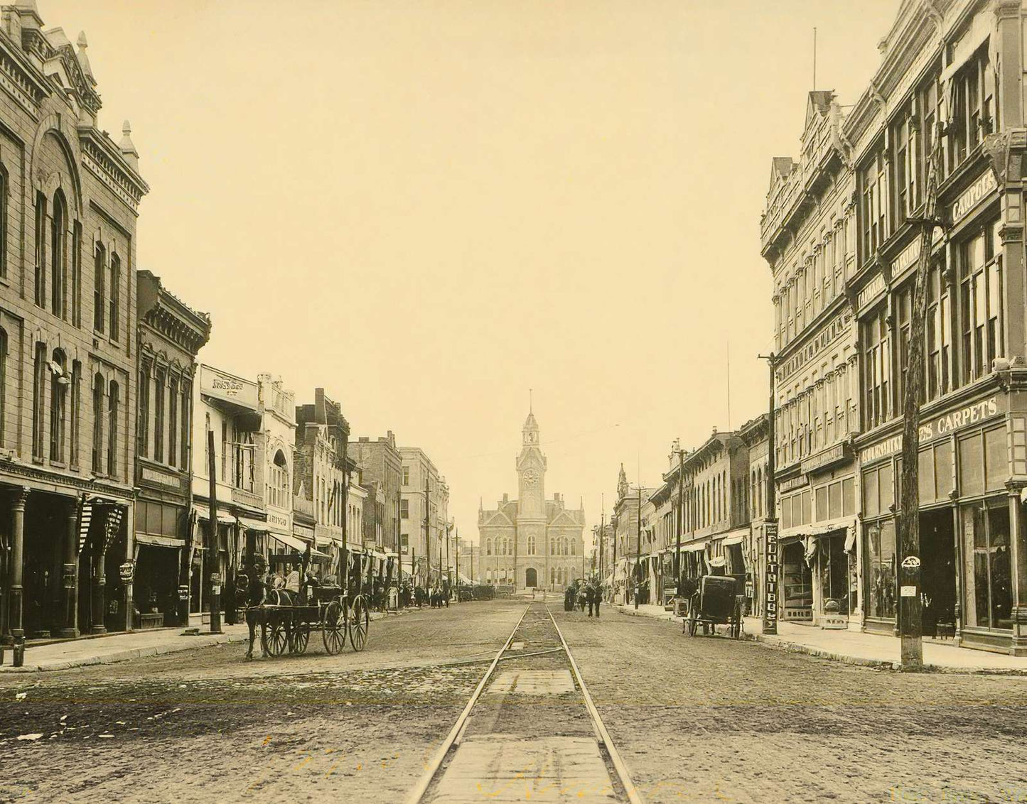 Waco TX Austin Avenue in 1905 Vintage Print (7 Sizes) - Enhanced