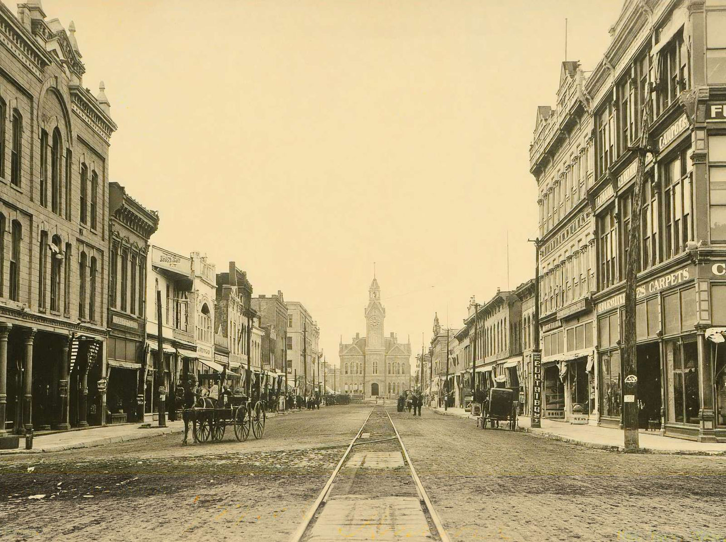 Waco TX Austin Avenue in 1905 Vintage Print (7 Sizes) - Enhanced