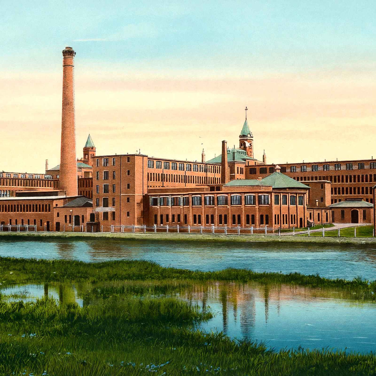 Waltham Watch Factory Rear View, Massachusetts in 1907 Vintage Print (7 Sizes)