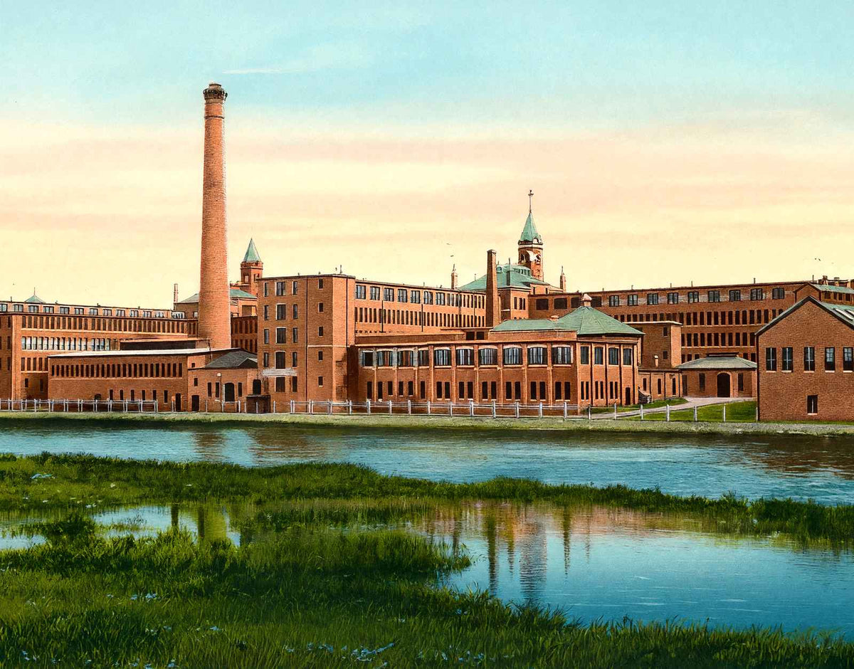 Waltham Watch Factory Rear View, Massachusetts in 1907 Vintage Print (7 Sizes)