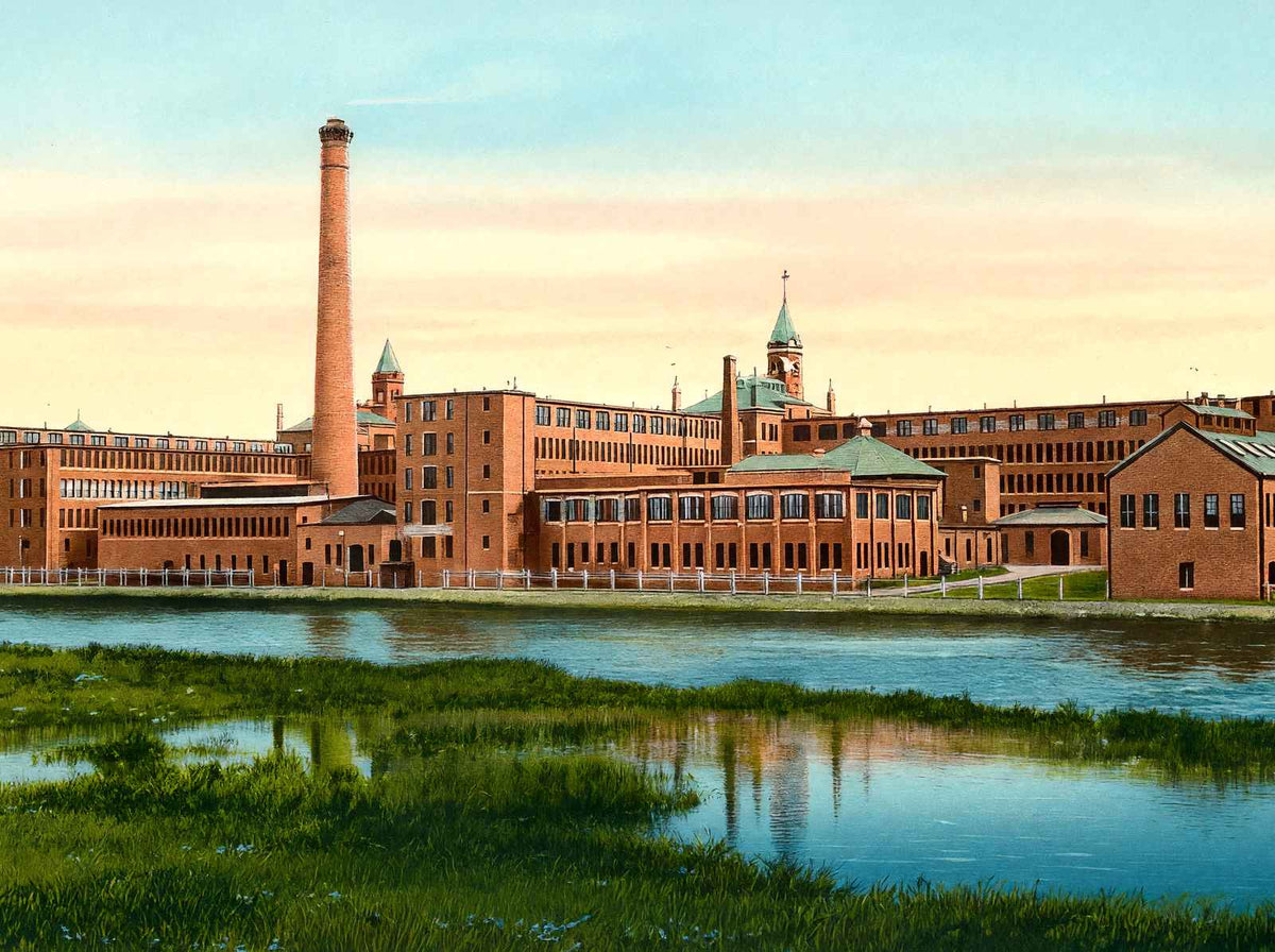 Waltham Watch Factory Rear View, Massachusetts in 1907 Vintage Print (7 Sizes)