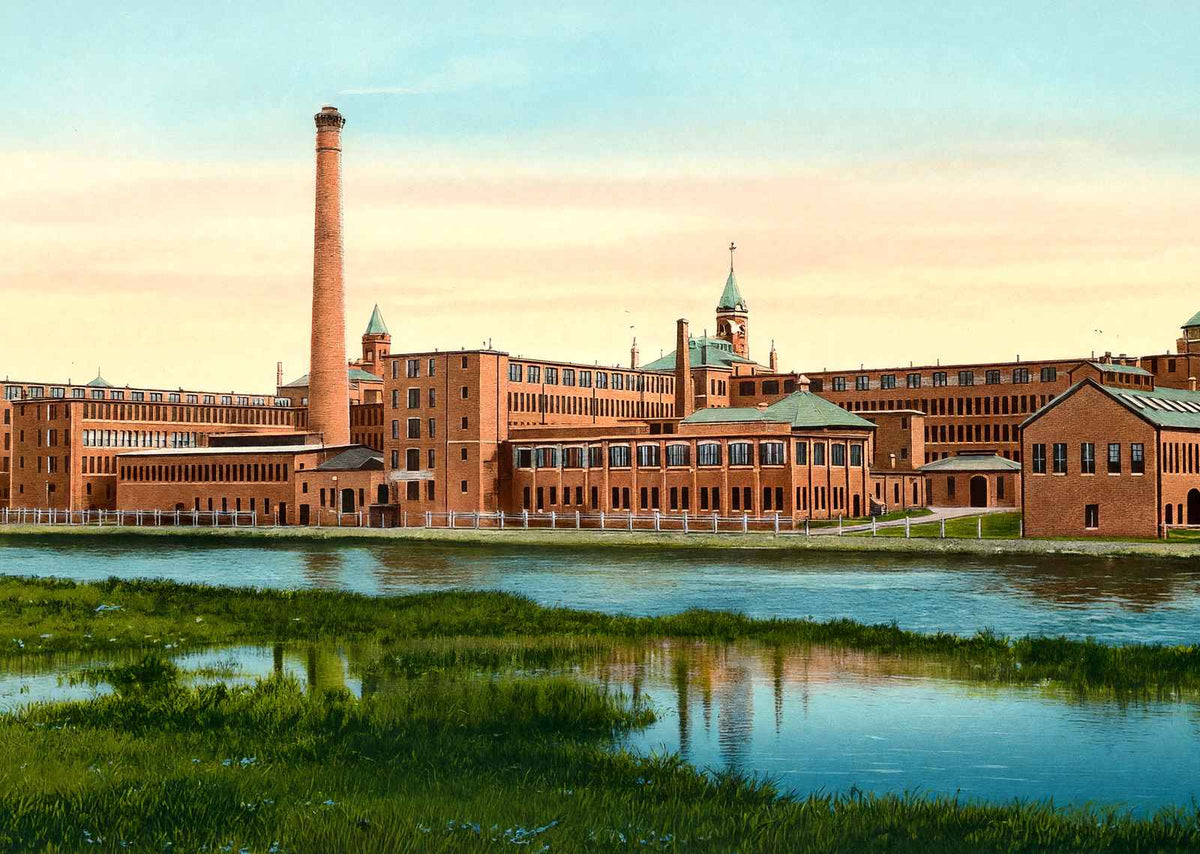 Waltham Watch Factory Rear View, Massachusetts in 1907 Vintage Print (7 Sizes)