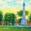 Soldiers Monument and Common, Waltham, MA in 1907 Painting Print (7 Sizes)