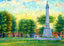 Soldiers Monument and Common, Waltham, MA in 1907 Painting Print (7 Sizes)