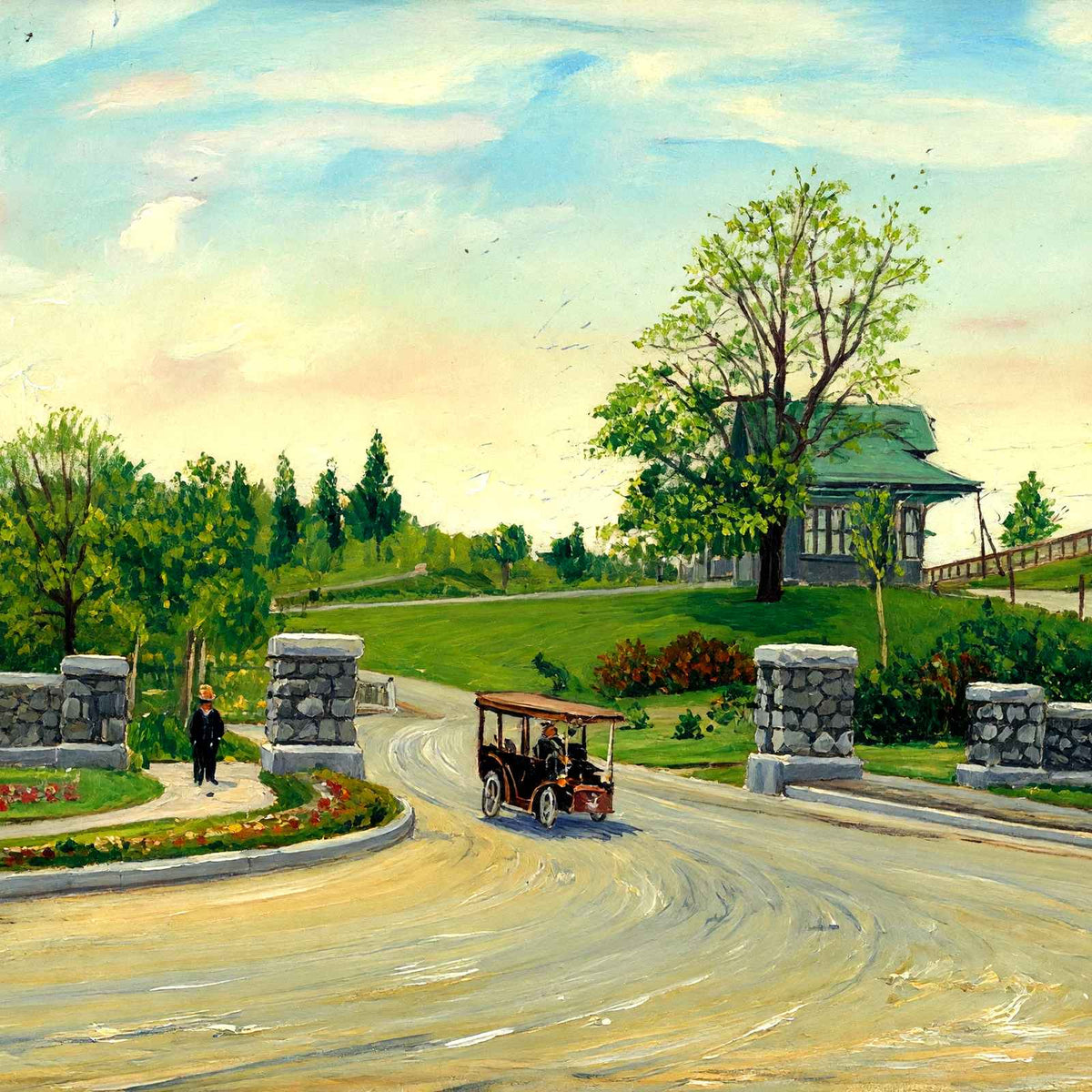 Entrance to Mount Feake, Waltham, Massachusetts in 1907 Painting Print (7 Sizes)
