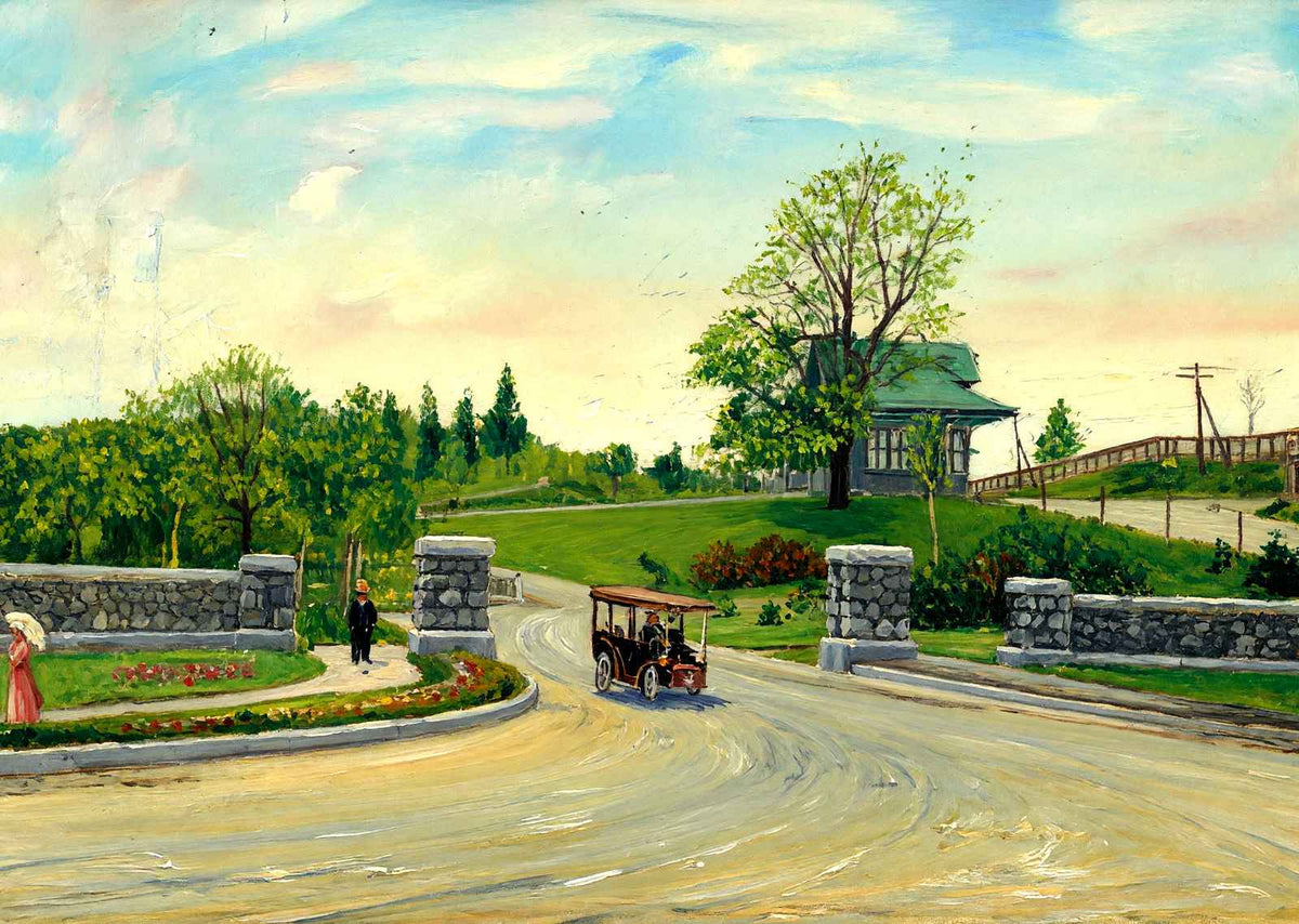 Entrance to Mount Feake, Waltham, Massachusetts in 1907 Painting Print (7 Sizes)