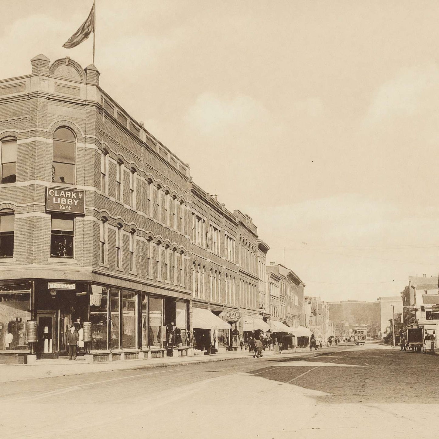 Main Street Looking North Waterville Maine in 1911 Vintage Print (7 Sizes)
