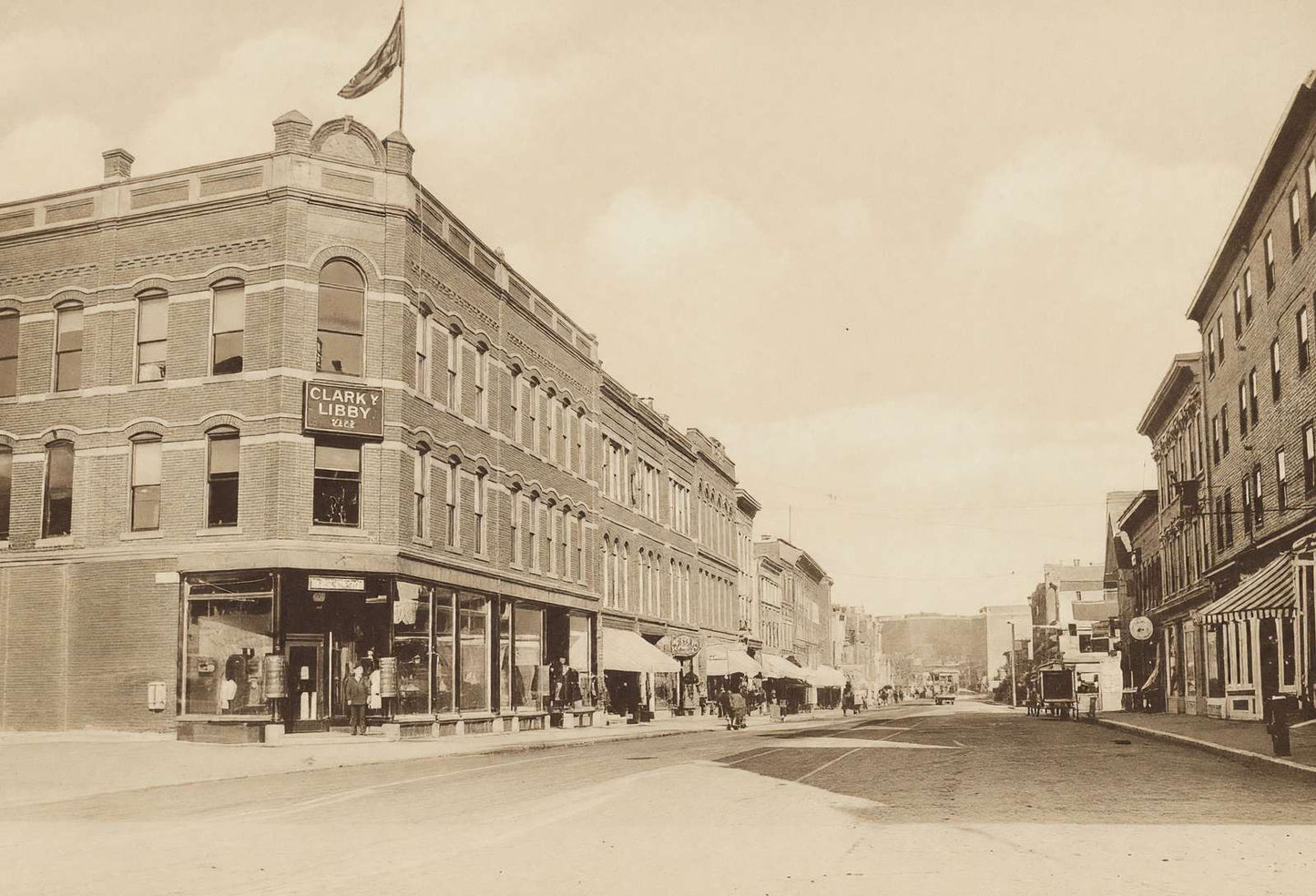 Main Street Looking North Waterville Maine in 1911 Vintage Print (7 Sizes)