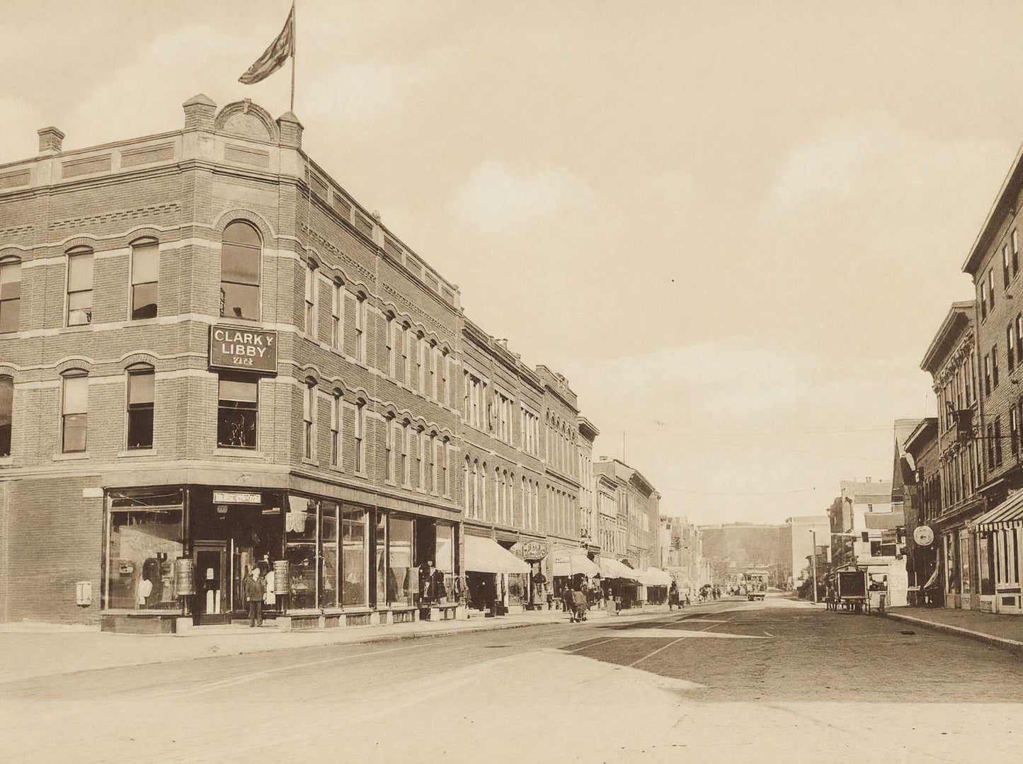 Main Street Looking North Waterville Maine in 1911 Vintage Print (7 Sizes)