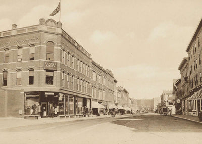 Main Street Looking North Waterville Maine in 1911 Vintage Print (7 Sizes)