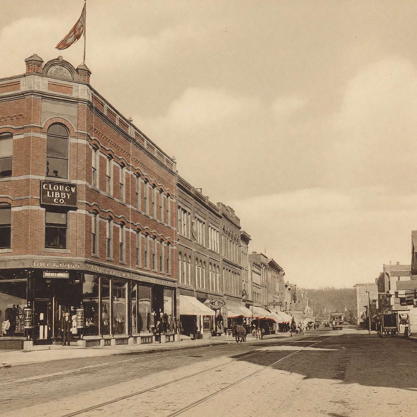 Main Street Looking North Waterville Maine in 1905 Vintage Print (7 Sizes)