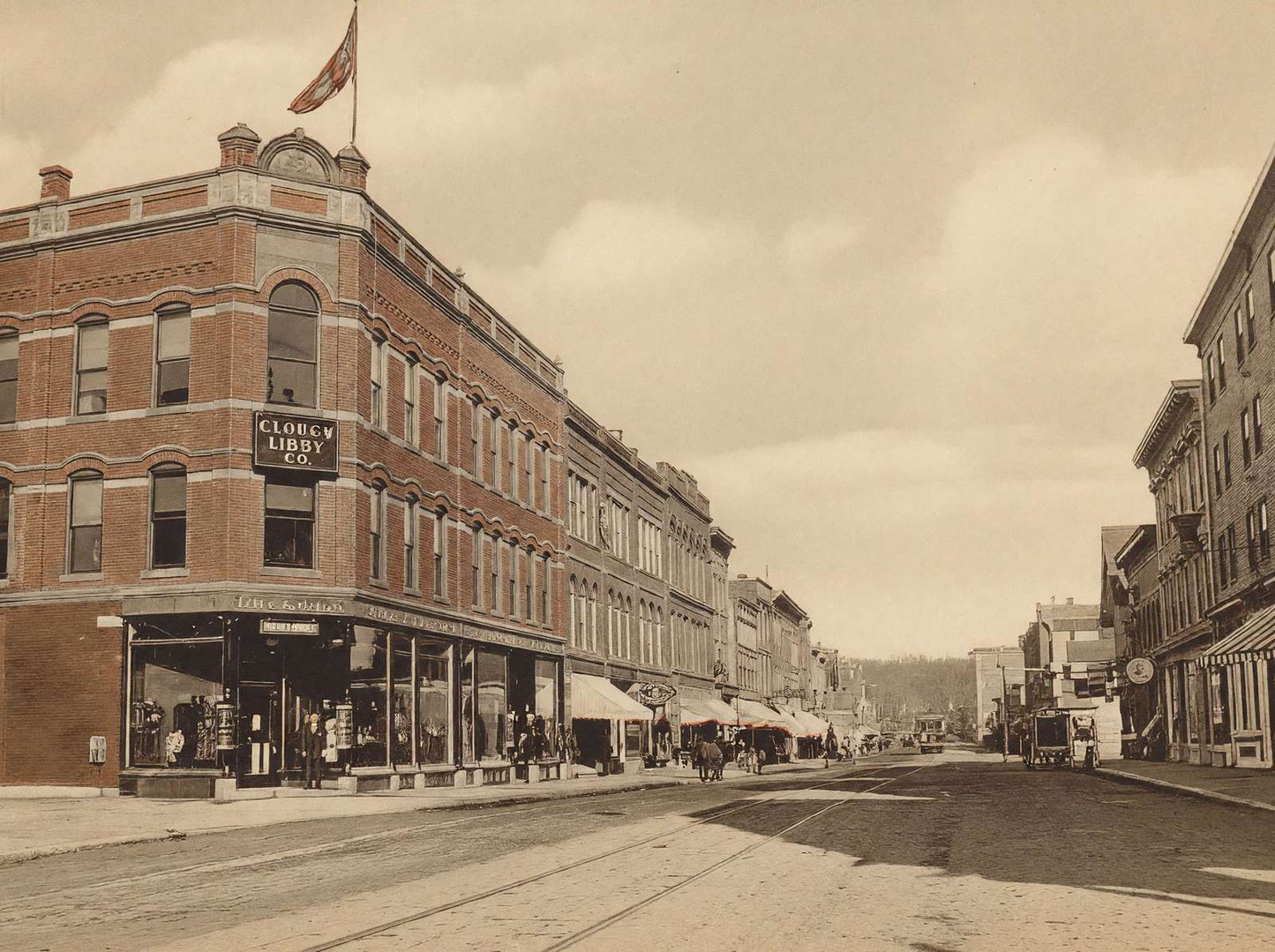 Main Street Looking North Waterville Maine in 1905 Vintage Print (7 Sizes)